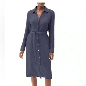 NWOT Michael Stars Cleo Gauze Button Up Shirt Dress Long Blue Size M